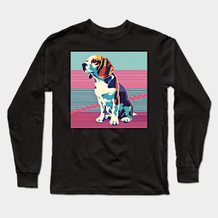 70s Beagle Vibes: Pastel Pup Parade Long Sleeve T-Shirt